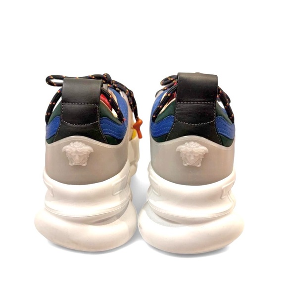 Versace Chain Reaction Baroque Sneakers IT40/US Men7/US Women10 Blue & Yellow - Picture 9 of 10